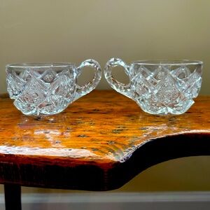 Cut Glass Heart & Hobstar fans pattern punch cups RARE (set two)